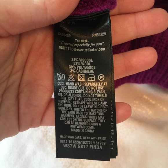 Ted Baker Finda Scallop Edge Ribbed Sweater deep purple pink size 1 - Picture 13 of 13